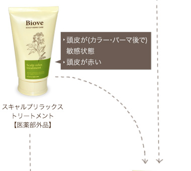 STEP 3 トリートメント｜頭皮または毛髪のダメージにあわせて、トリートメントを組み合わせます。<br>
１種または両方を使用します。